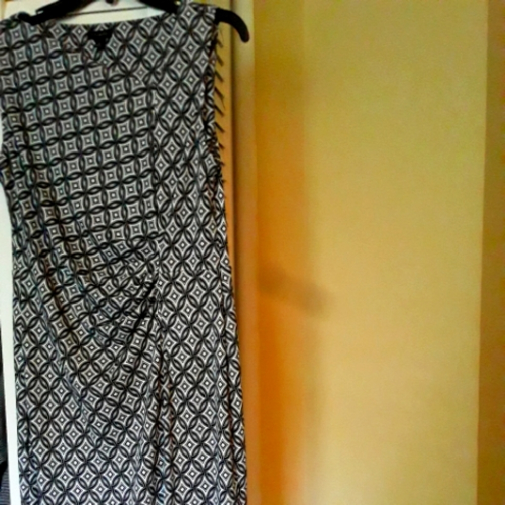 Talbot black/white faux wrap Jersey Shift Dress Size M Sleeveless Sheath